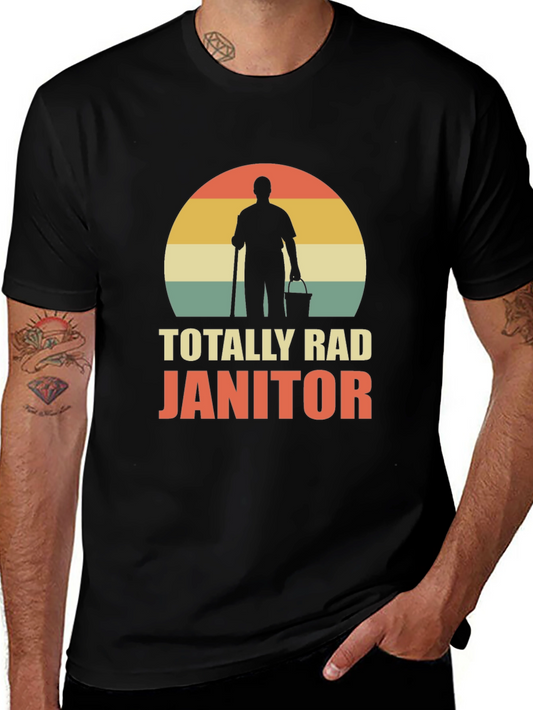 Totally Rad Janitor T-Shirt Retro Style Cleaning Crew Tee