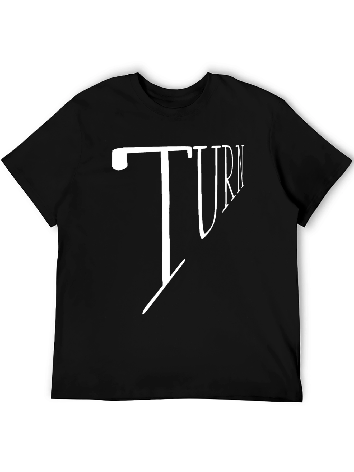 Turn Graphic Print Mens Black T-Shirt