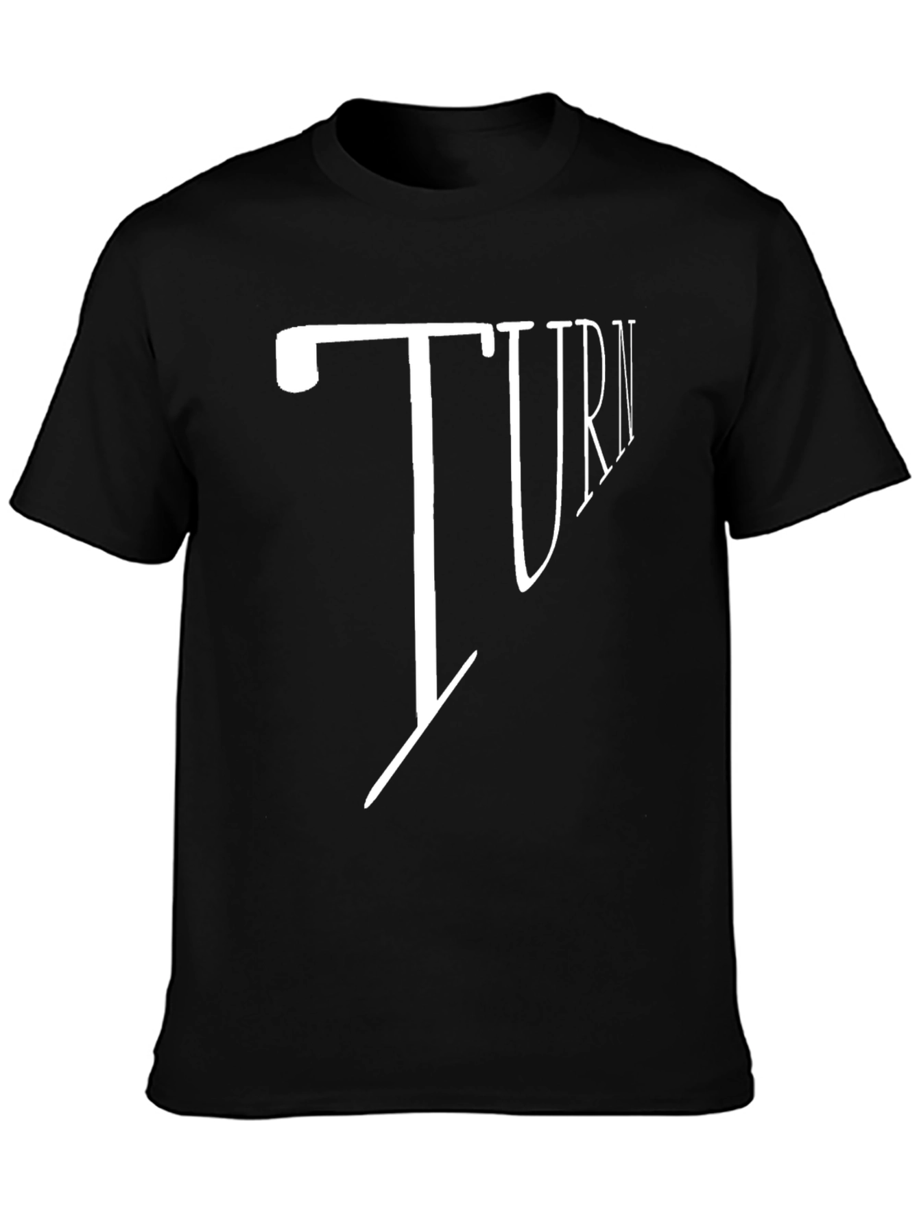 Turn Graphic Print Mens Black T-Shirt
