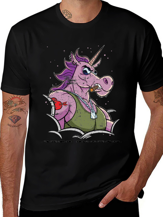 Badass Unicorn Graphic Tee - Mens Black T-Shirt