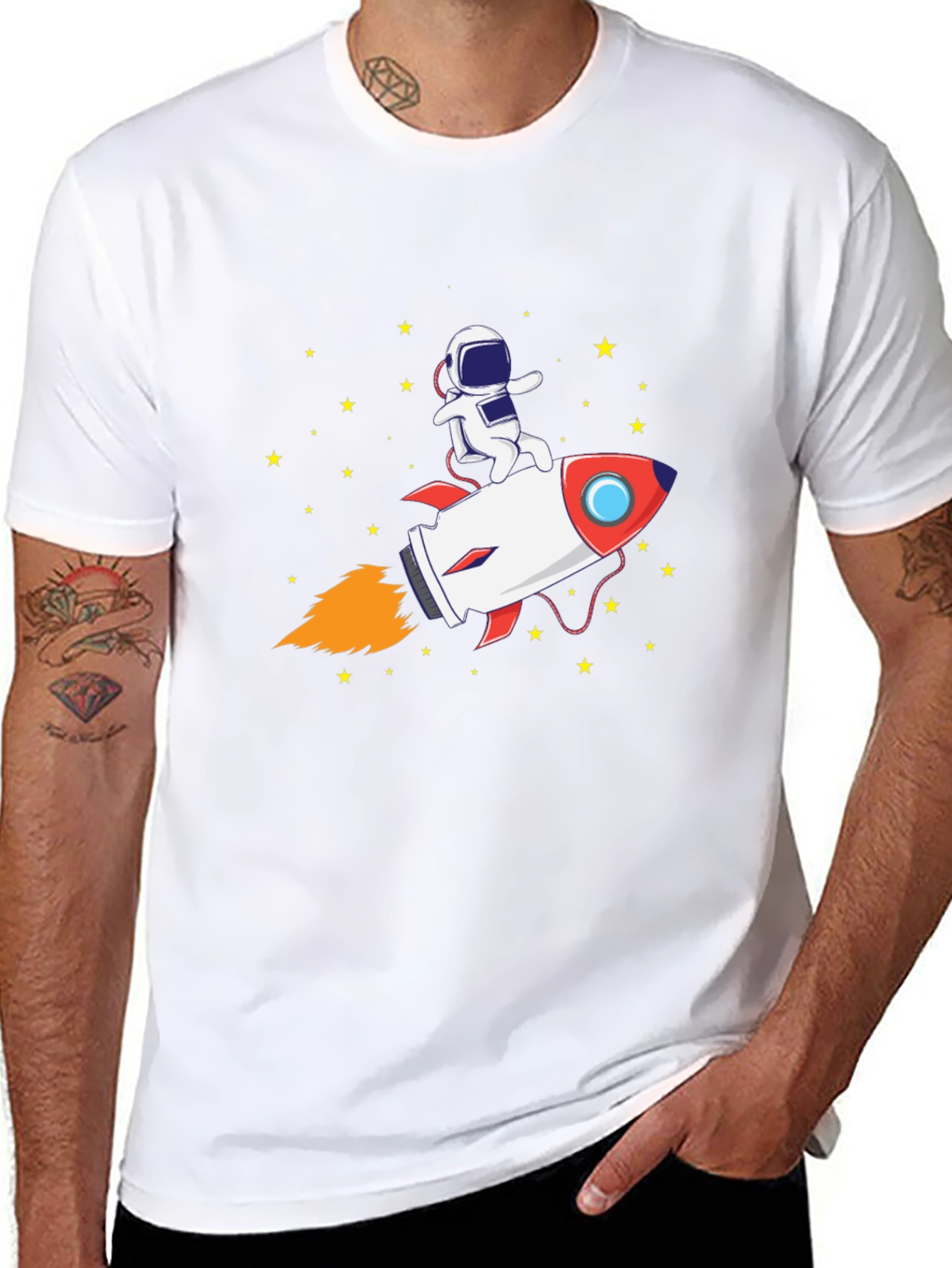 Astronaut Rocket Ride Graphic Tee - Black