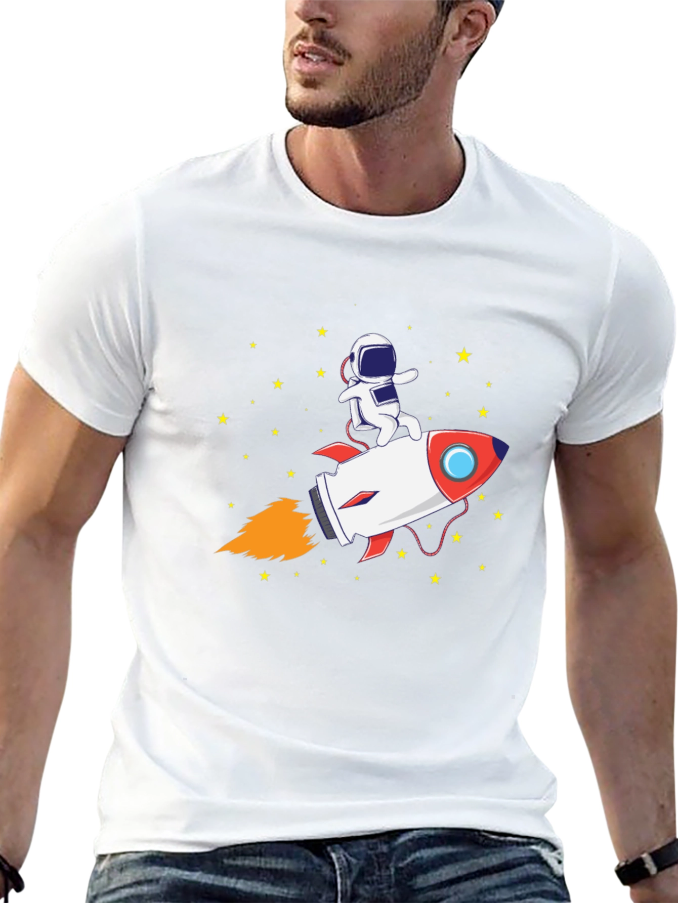 Astronaut Rocket Ride Graphic Tee - Black