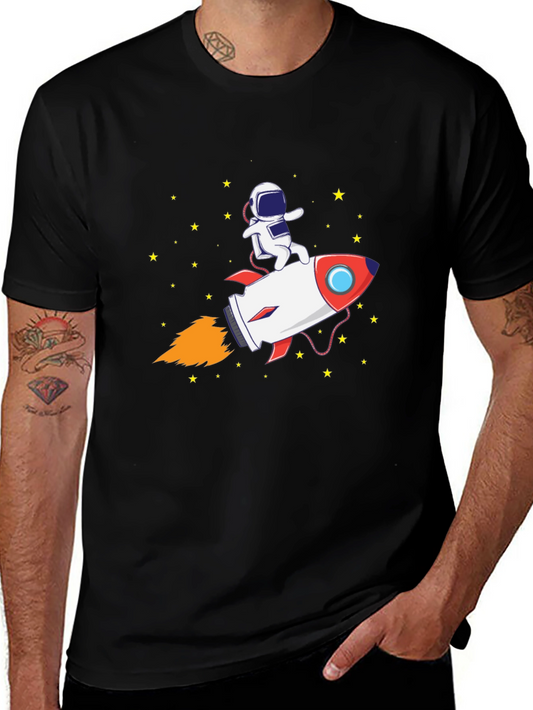 Astronaut Rocket Ride Graphic Tee - Black