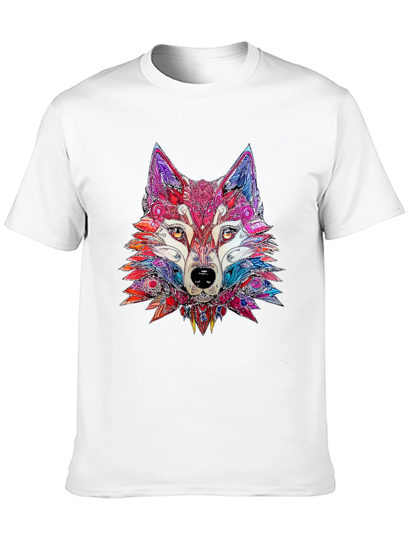 Abstract Wolf Graphic Print Black T-Shirt