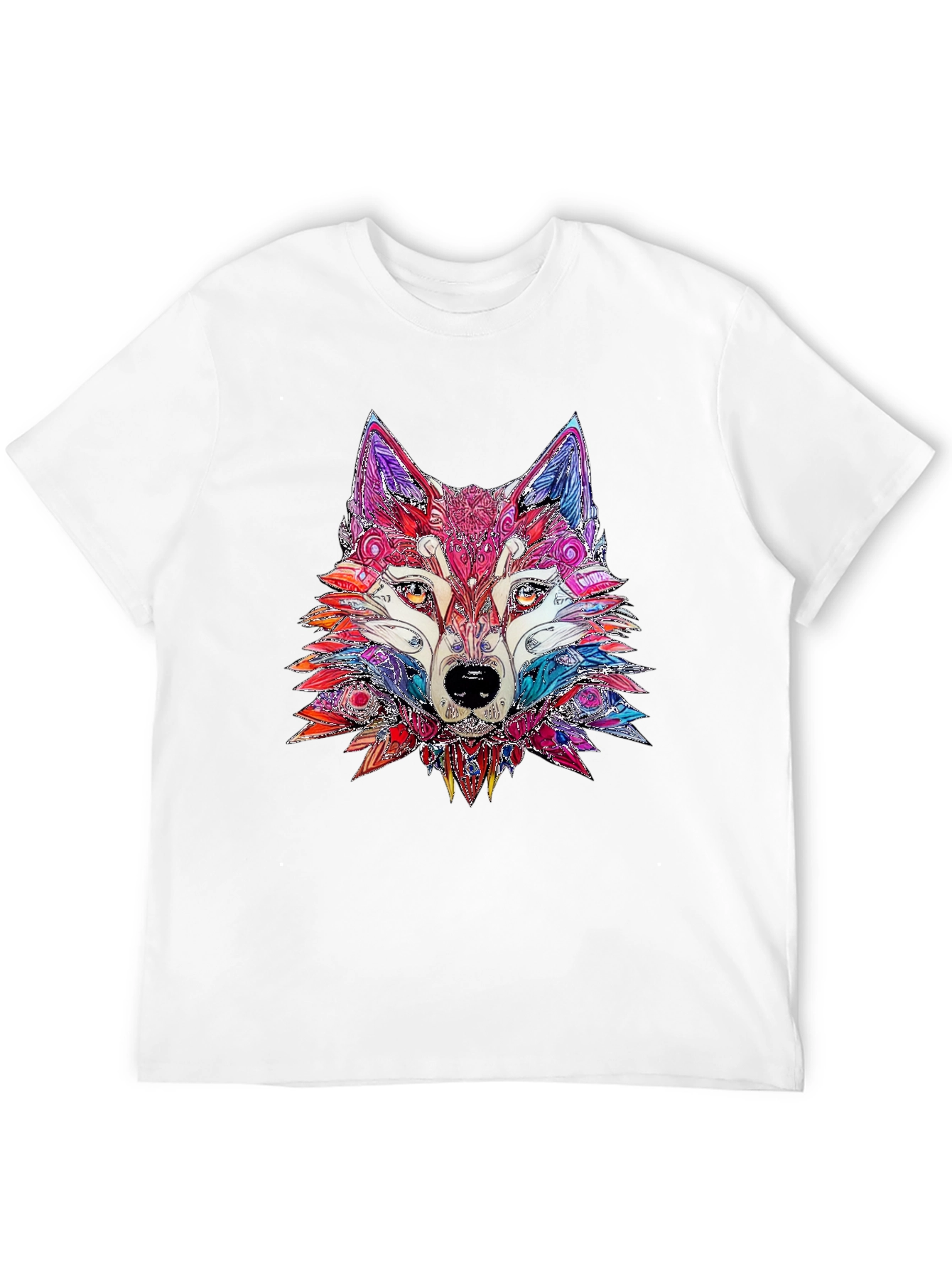 Abstract Wolf Graphic Print Black T-Shirt