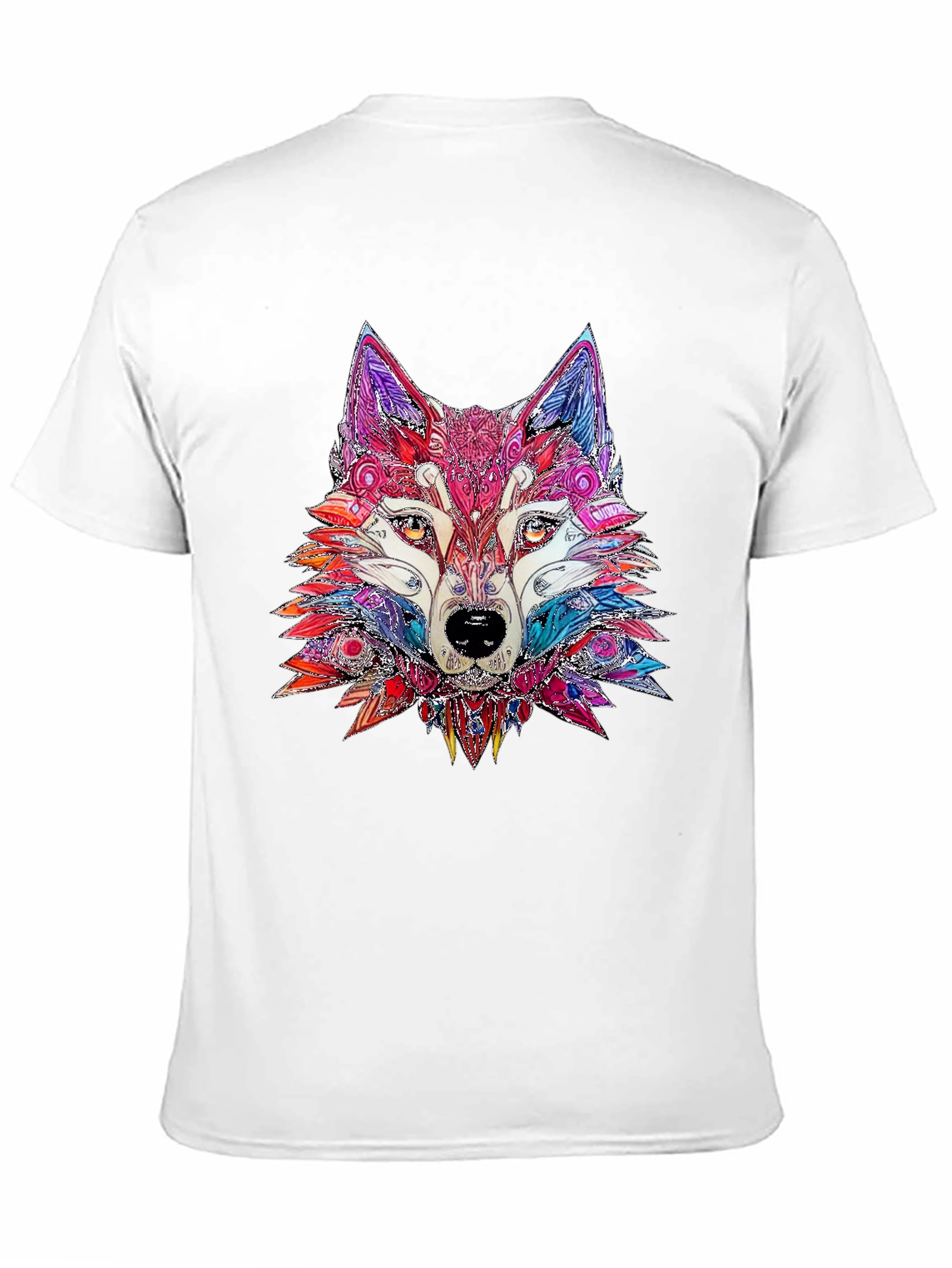 Abstract Wolf Graphic Print Black T-Shirt