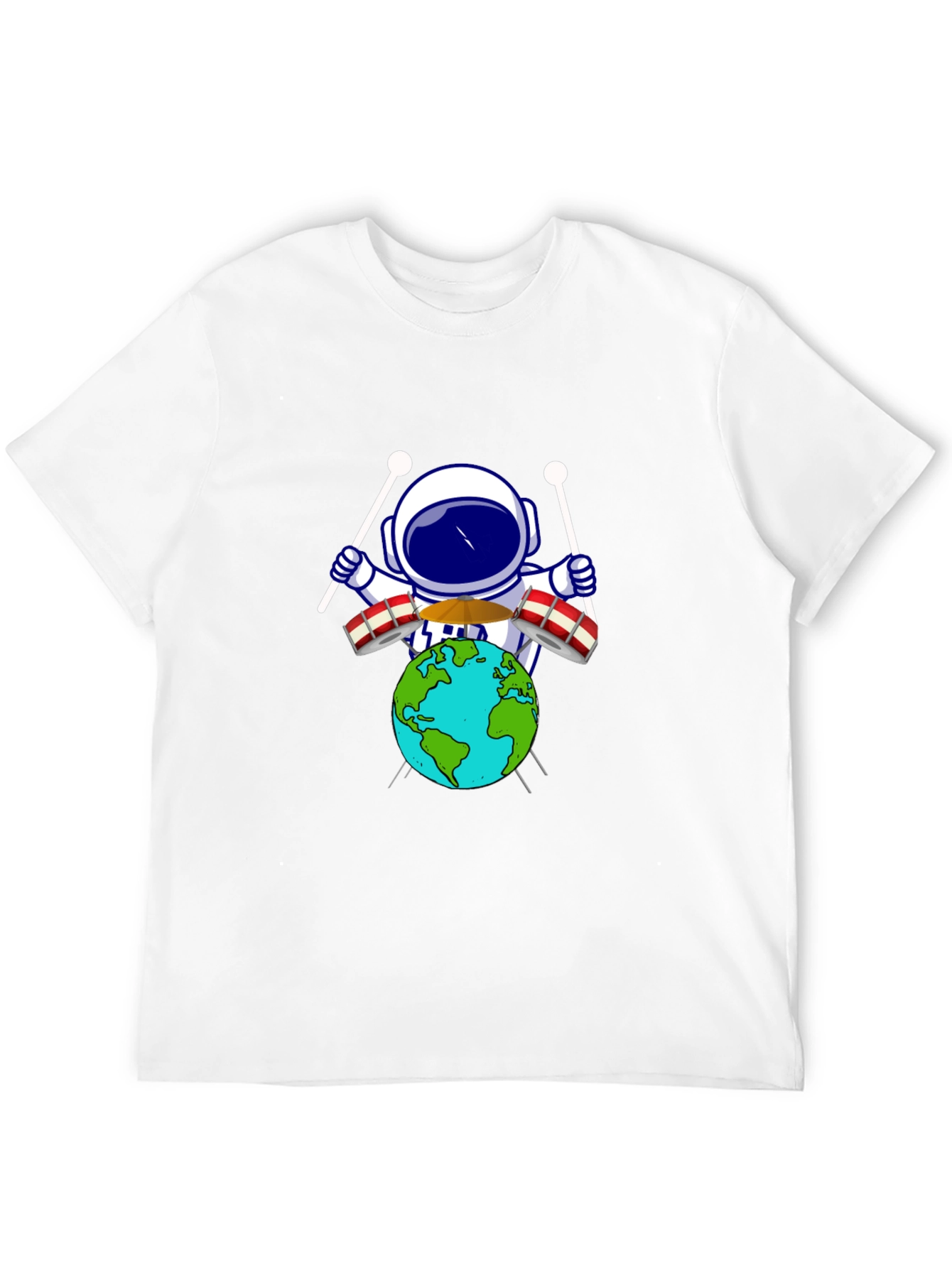 Astronaut Drummer Earth Graphic Tee - Black