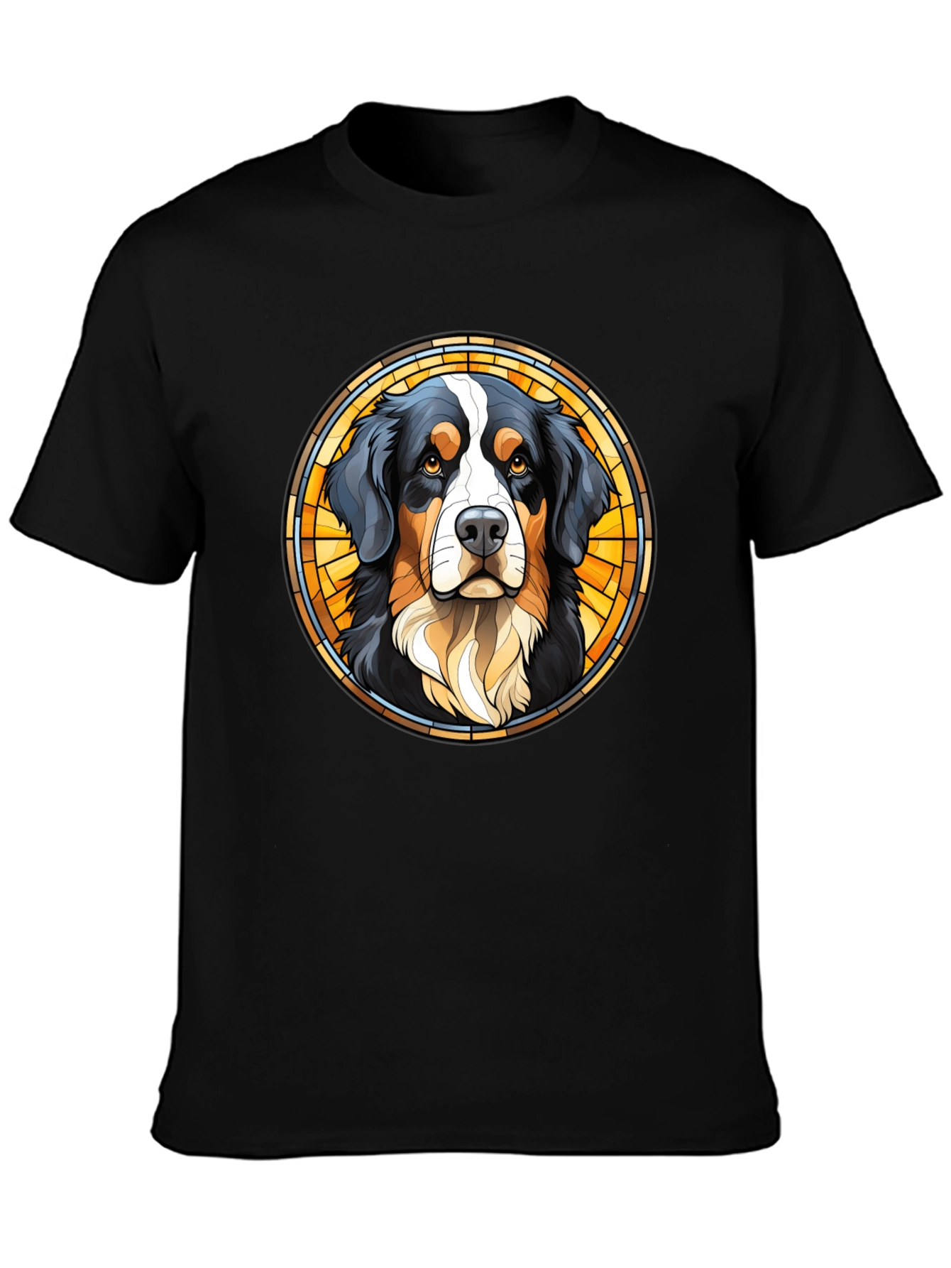 Bernese Mountain Dog Stained Glass T-Shirt