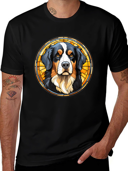 Bernese Mountain Dog Stained Glass T-Shirt