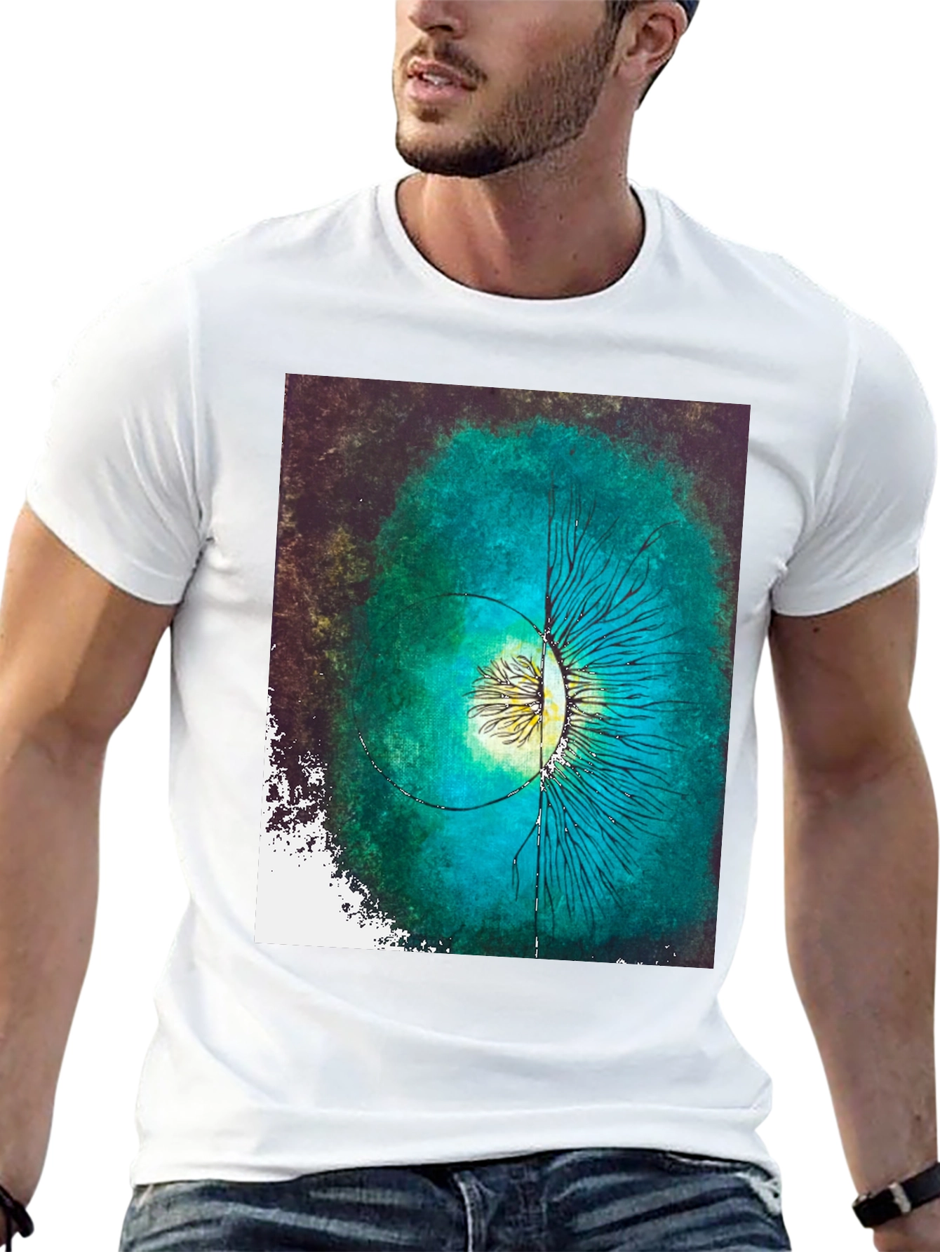 Abstract Eye Graphic Black Cotton Tee