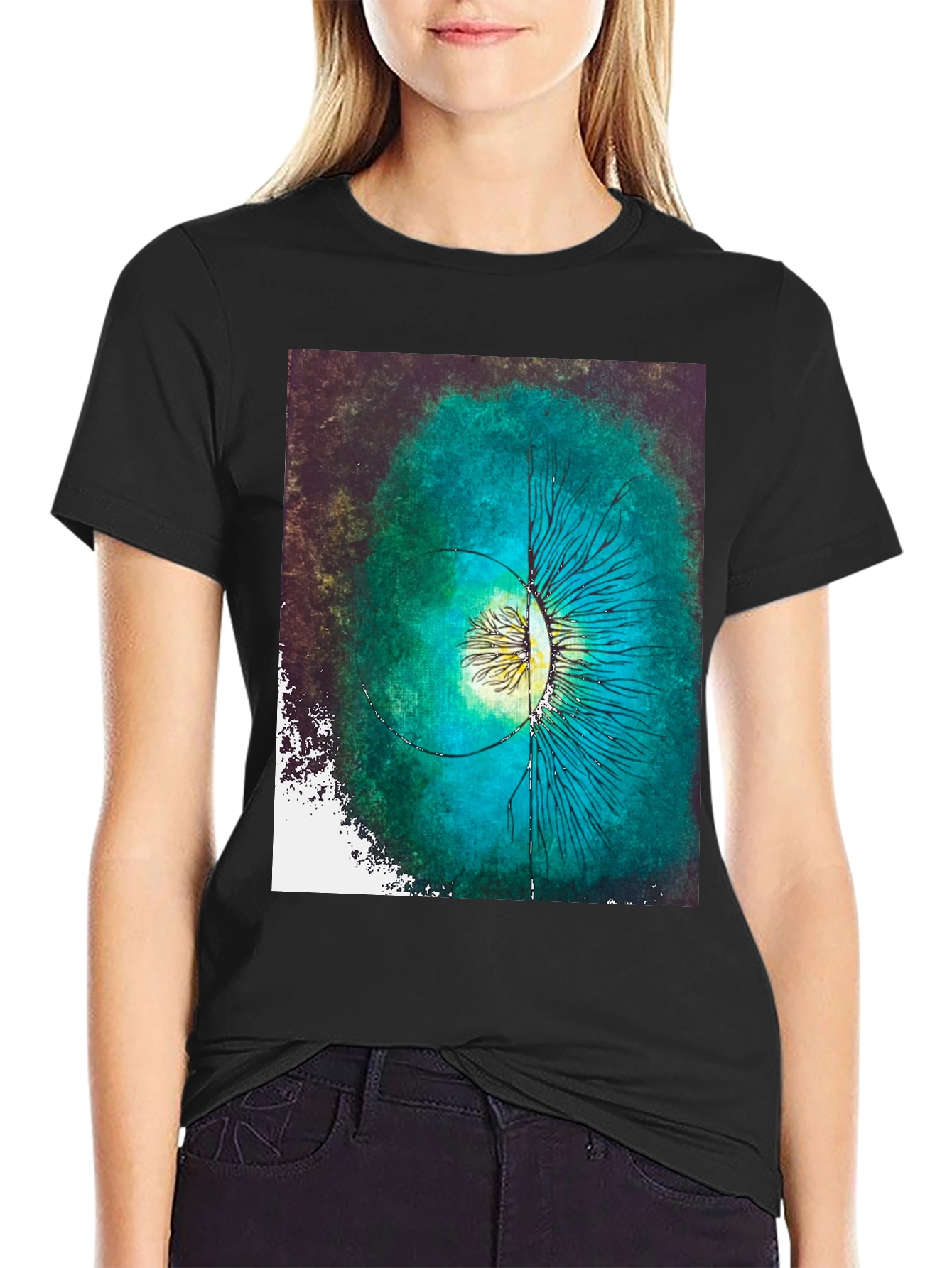 Abstract Eye Graphic Black Cotton Tee