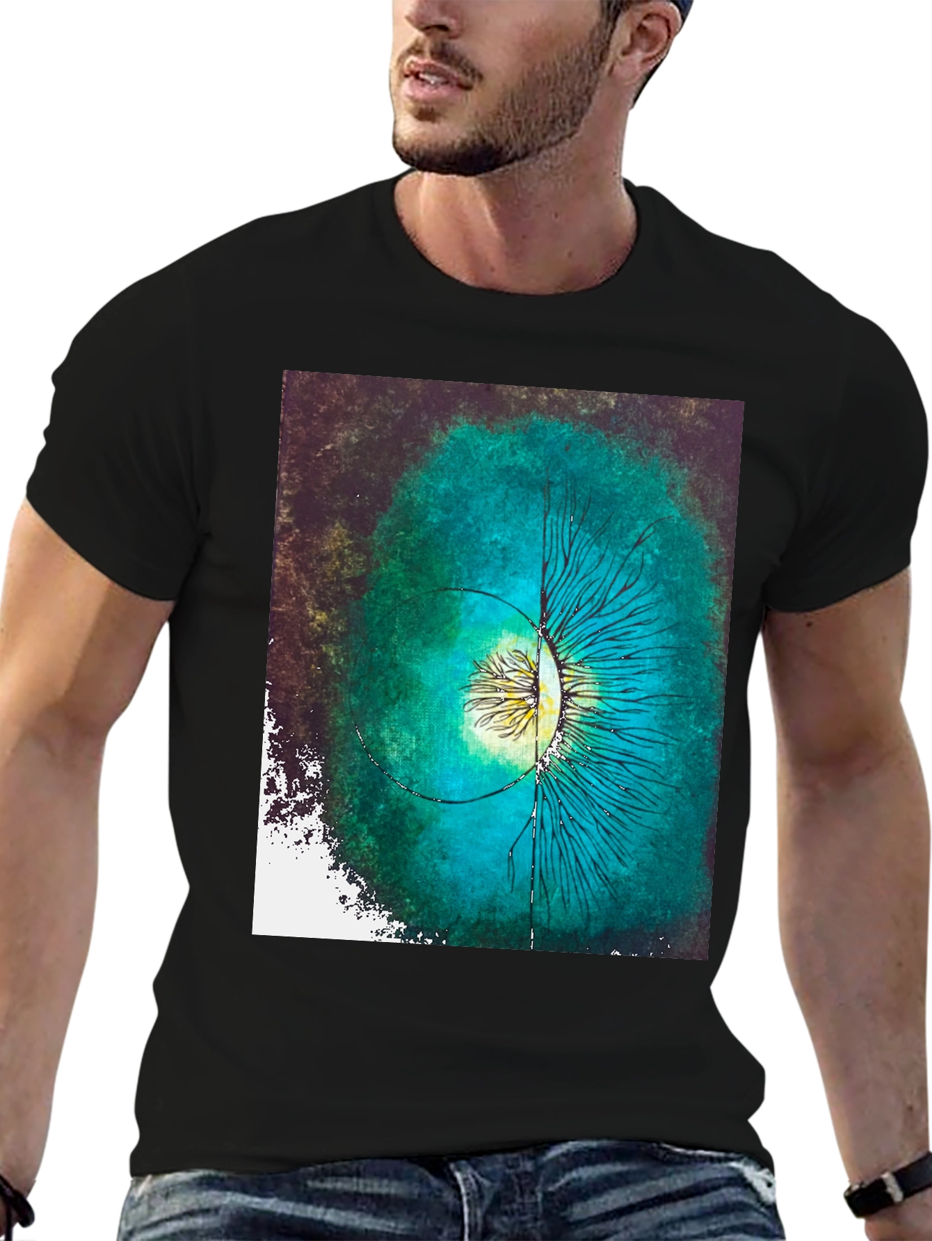 Abstract Eye Graphic Black Cotton Tee