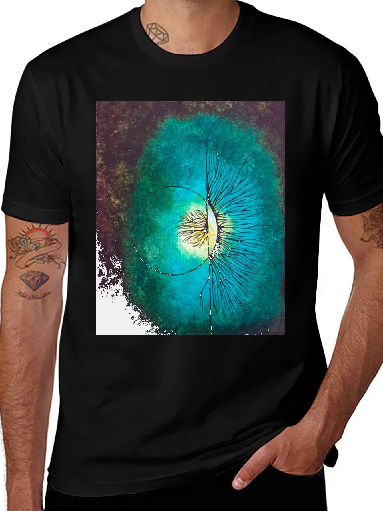 Abstract Eye Graphic Black Cotton Tee