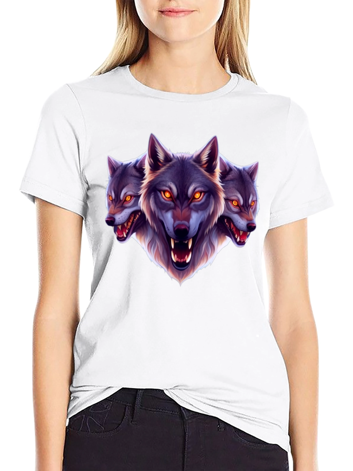 Three-Headed Wolf Graphic T-Shirt