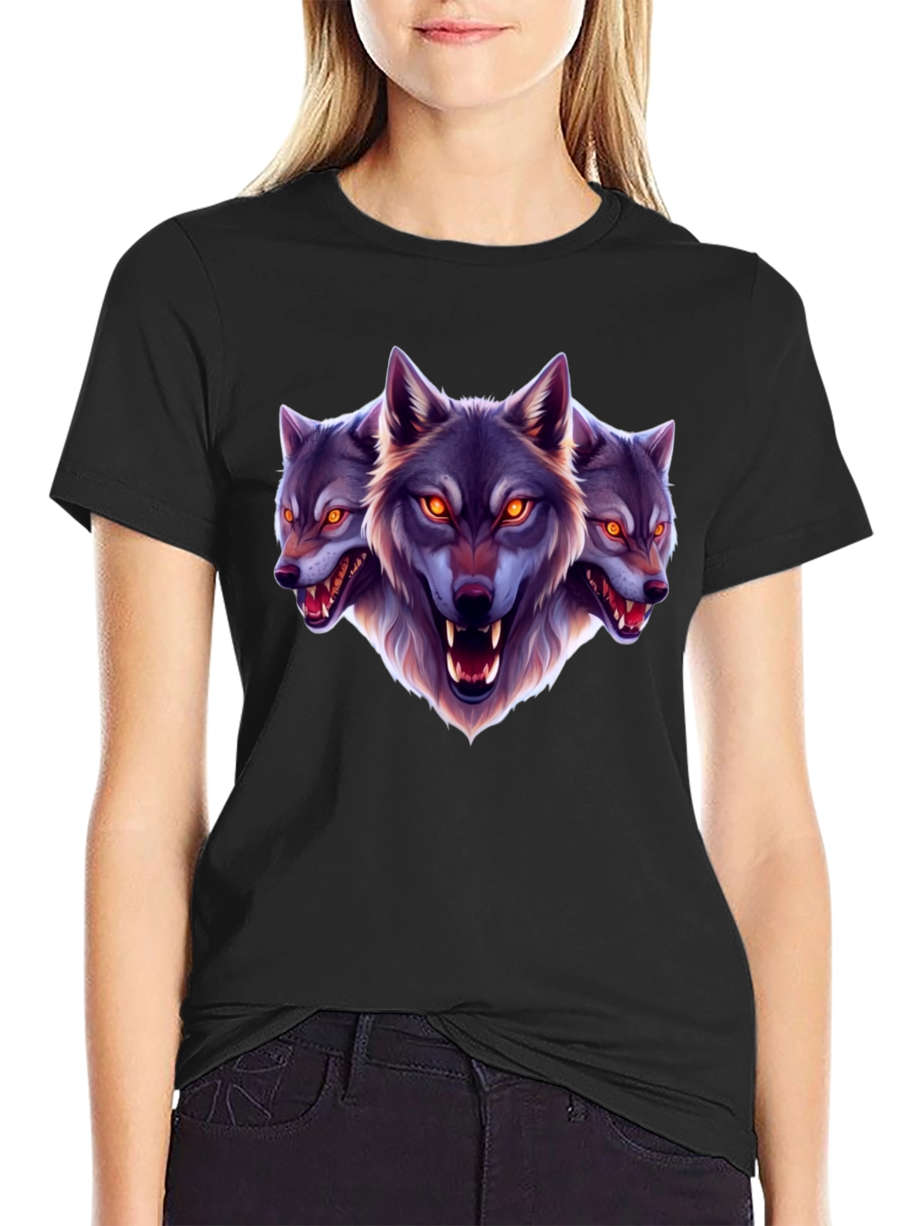 Three-Headed Wolf Graphic T-Shirt