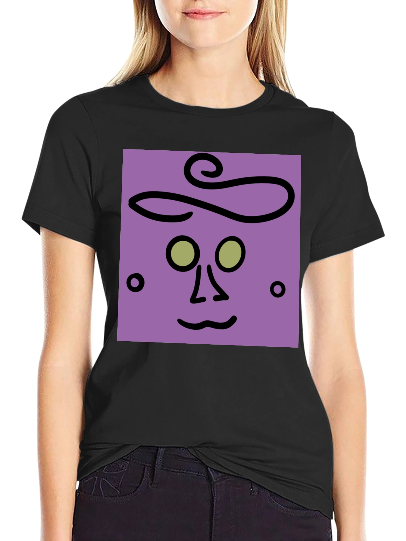 Abstract Face Graphic Tee - Unisex Black T-Shirt