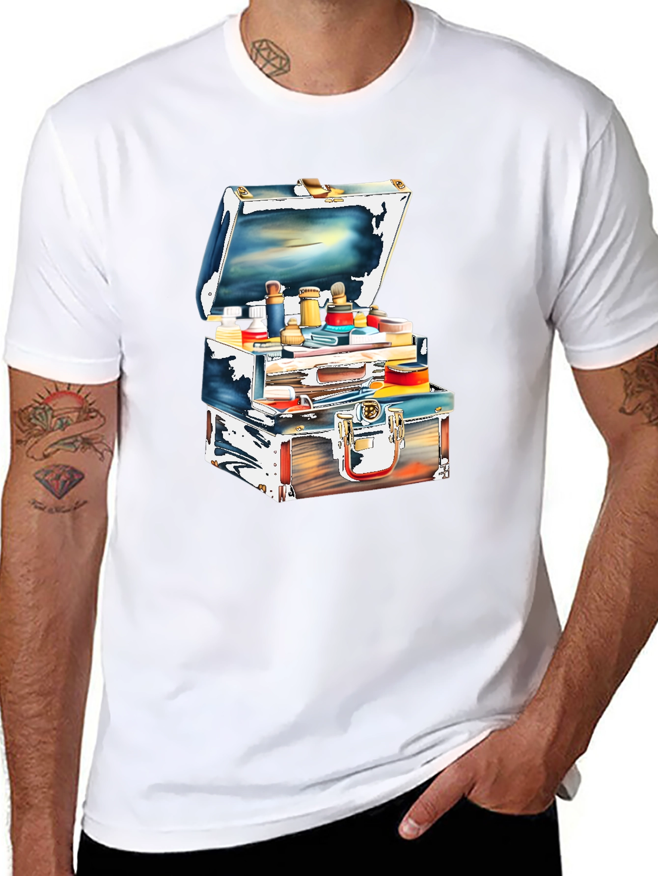 Unique Suitcase Illustration Graphic T-Shirt
