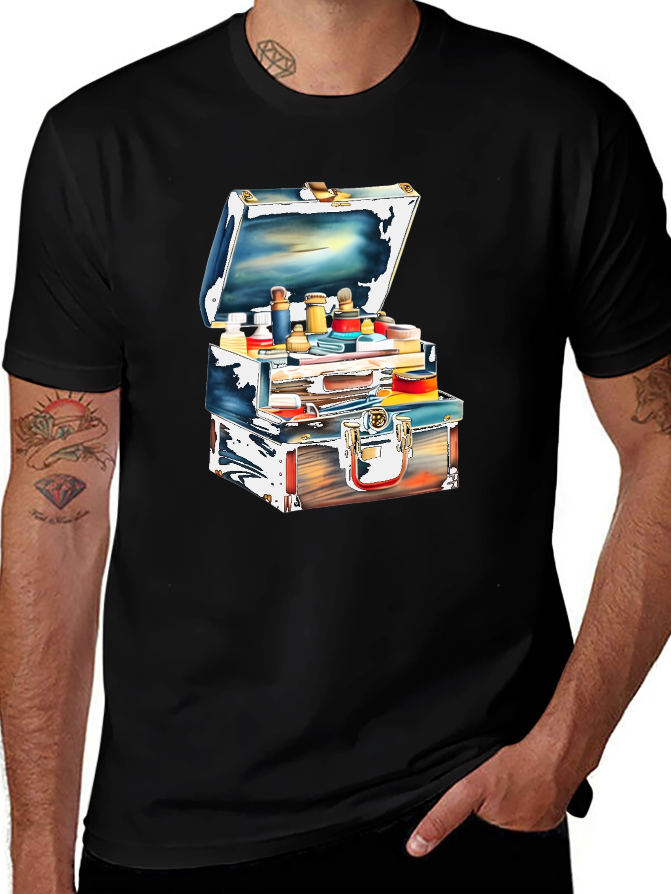 Unique Suitcase Illustration Graphic T-Shirt