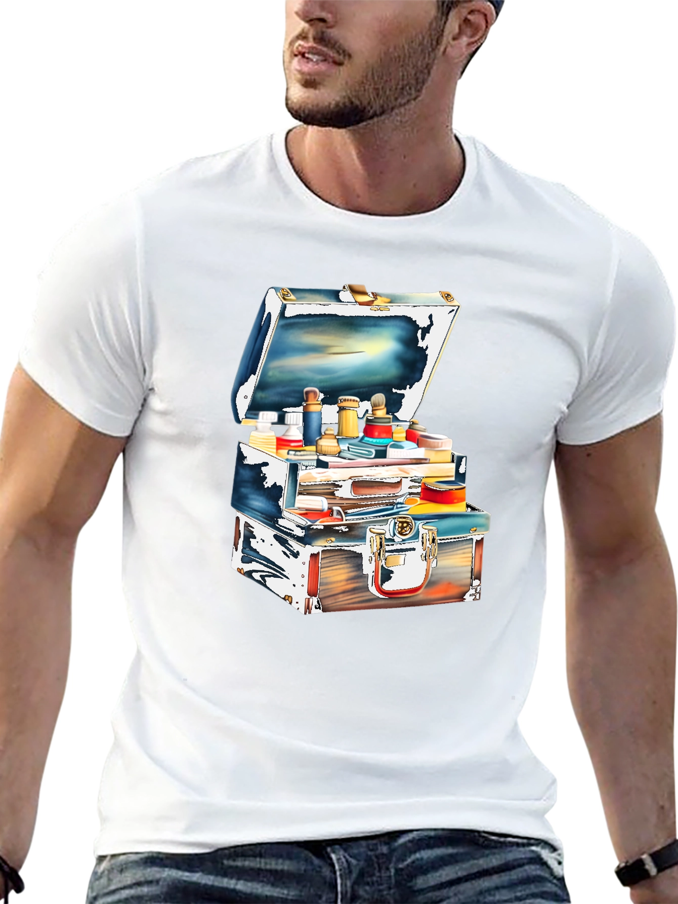 Unique Suitcase Illustration Graphic T-Shirt