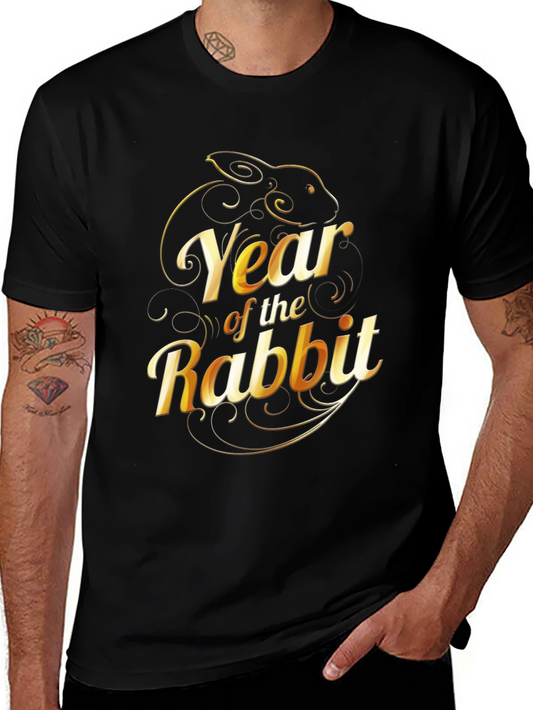 Year of the Rabbit Graphic Tee - Black Cotton Shirt