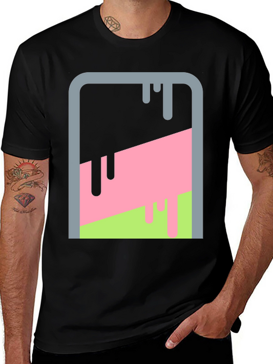 Abstract Dripping Paint Graphic Tee - Mens Black T-Shirt