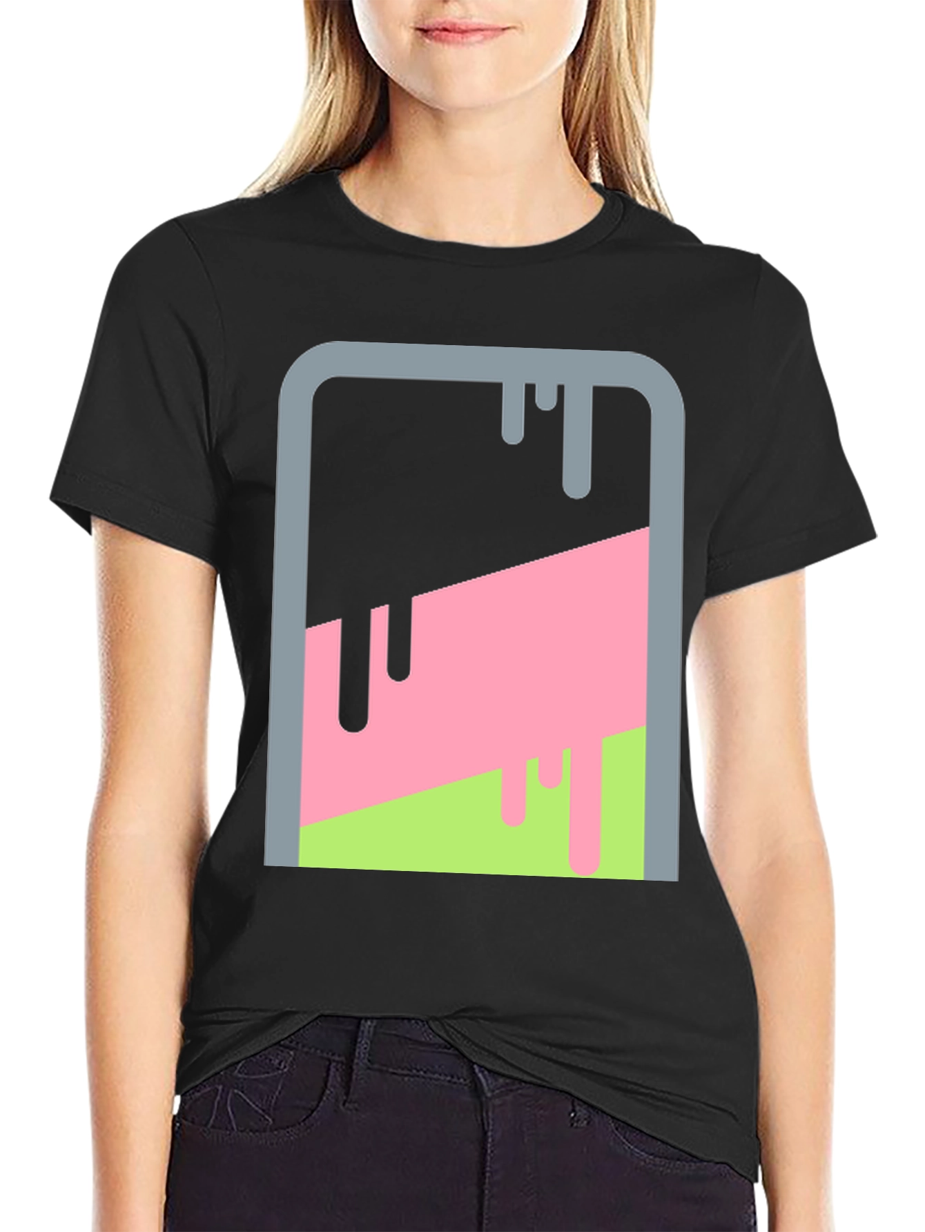 Abstract Dripping Paint Graphic Tee - Mens Black T-Shirt