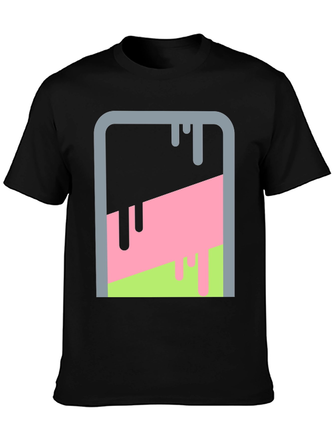 Abstract Dripping Paint Graphic Tee - Mens Black T-Shirt