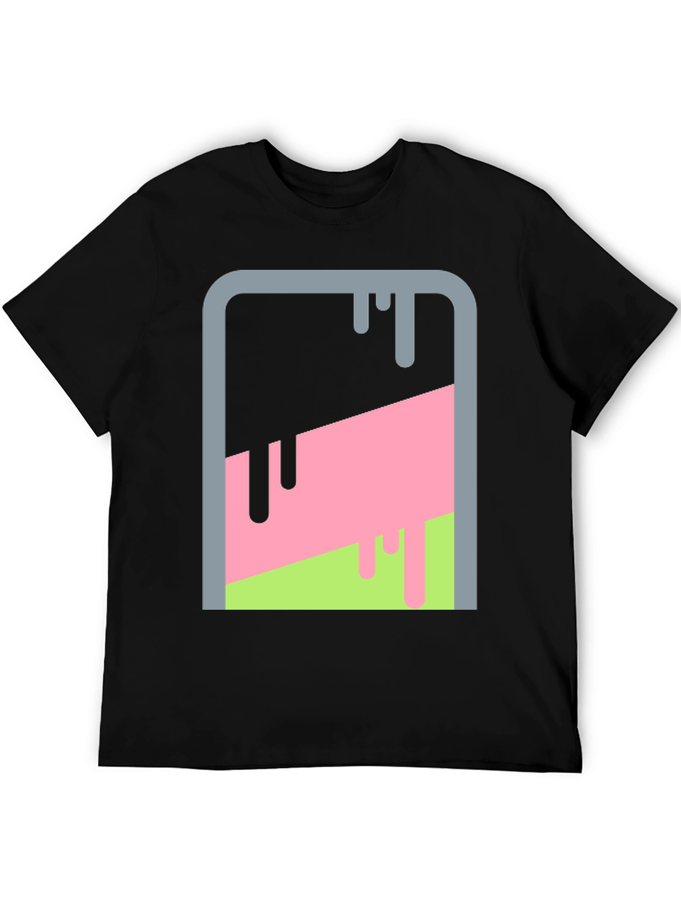 Abstract Dripping Paint Graphic Tee - Mens Black T-Shirt