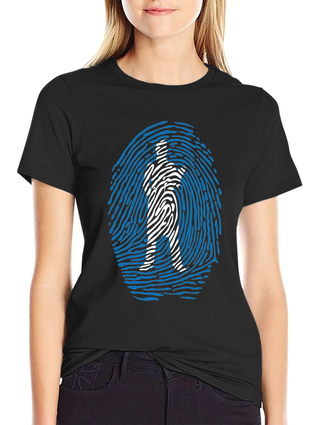 Unique Fingerprint Silhouette Graphic T-Shirt