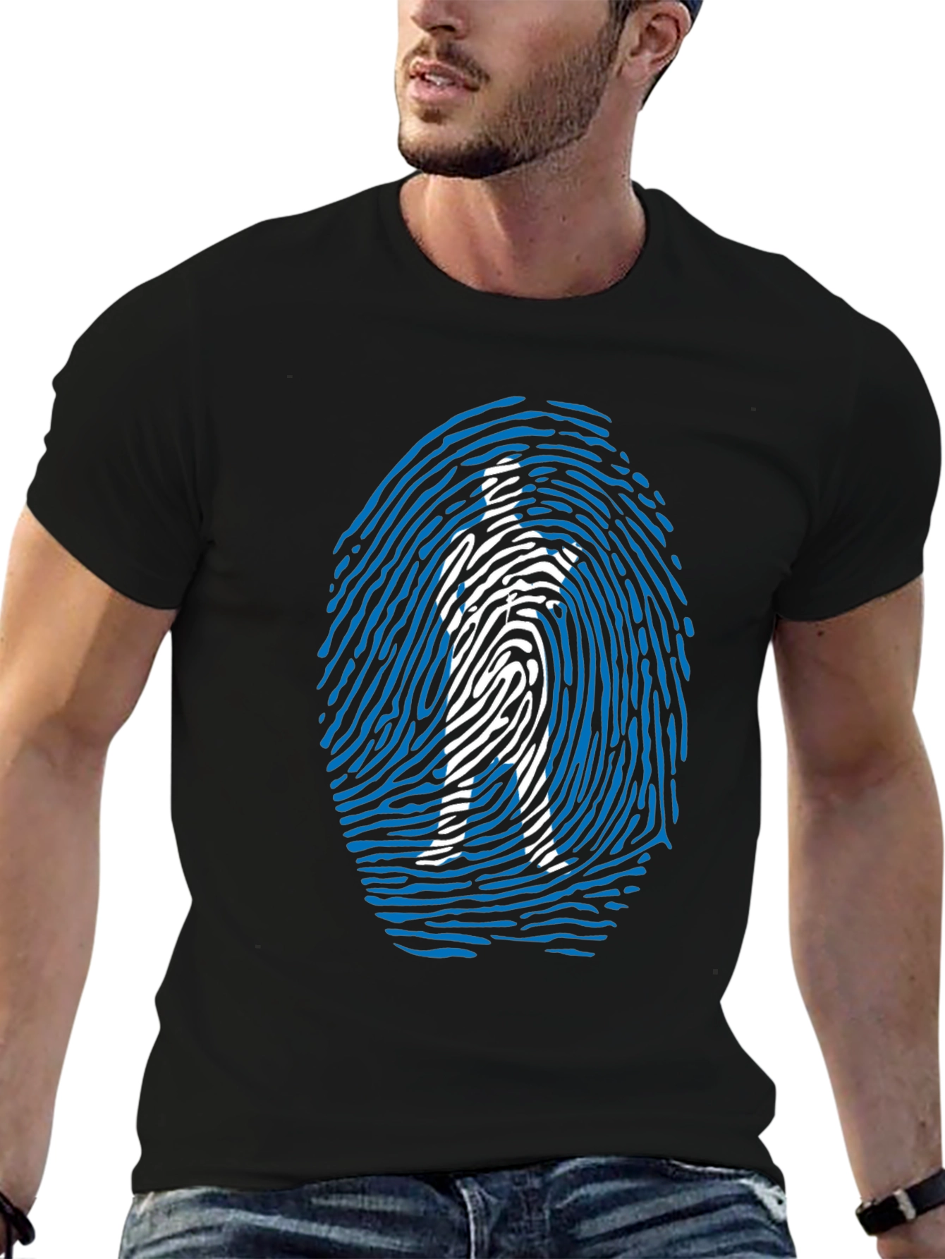 Unique Fingerprint Silhouette Graphic T-Shirt