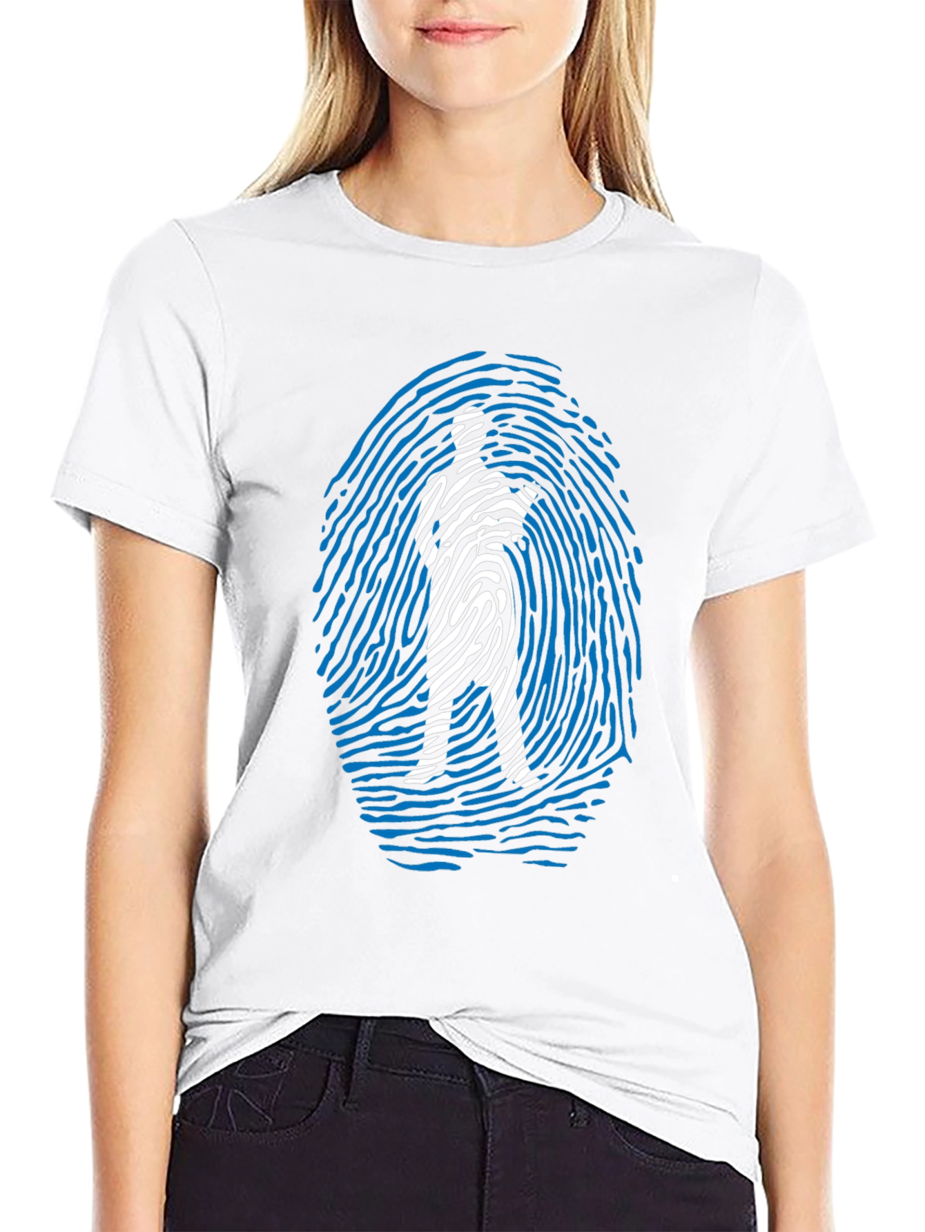 Unique Fingerprint Silhouette Graphic T-Shirt