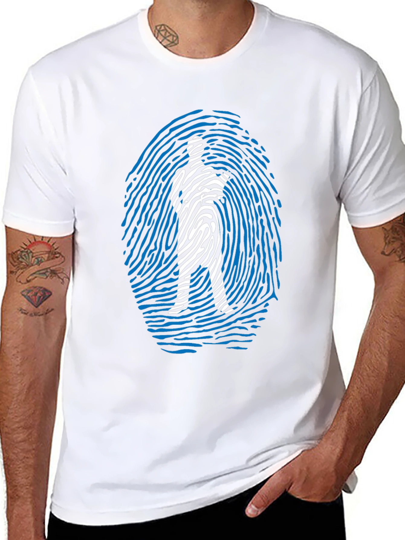 Unique Fingerprint Silhouette Graphic T-Shirt