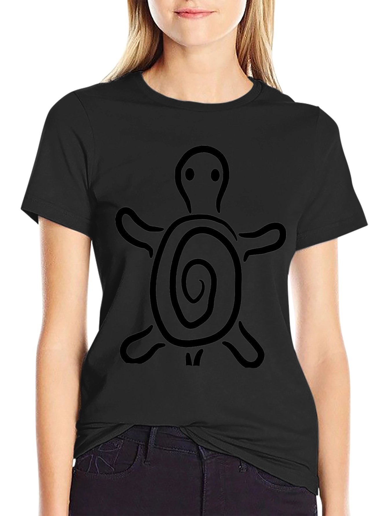 Turtle Graphic Print Black T-Shirt