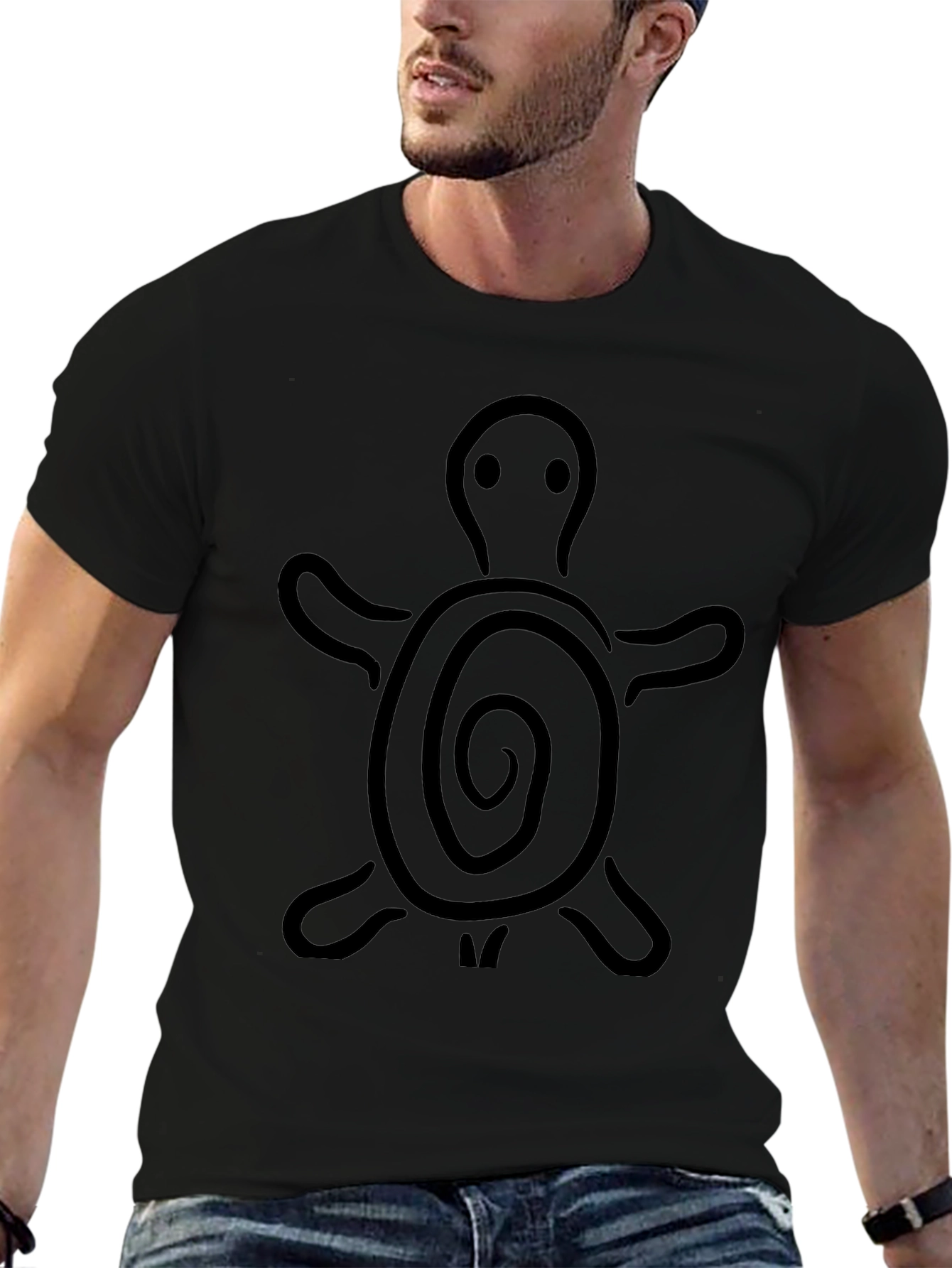 Turtle Graphic Print Black T-Shirt