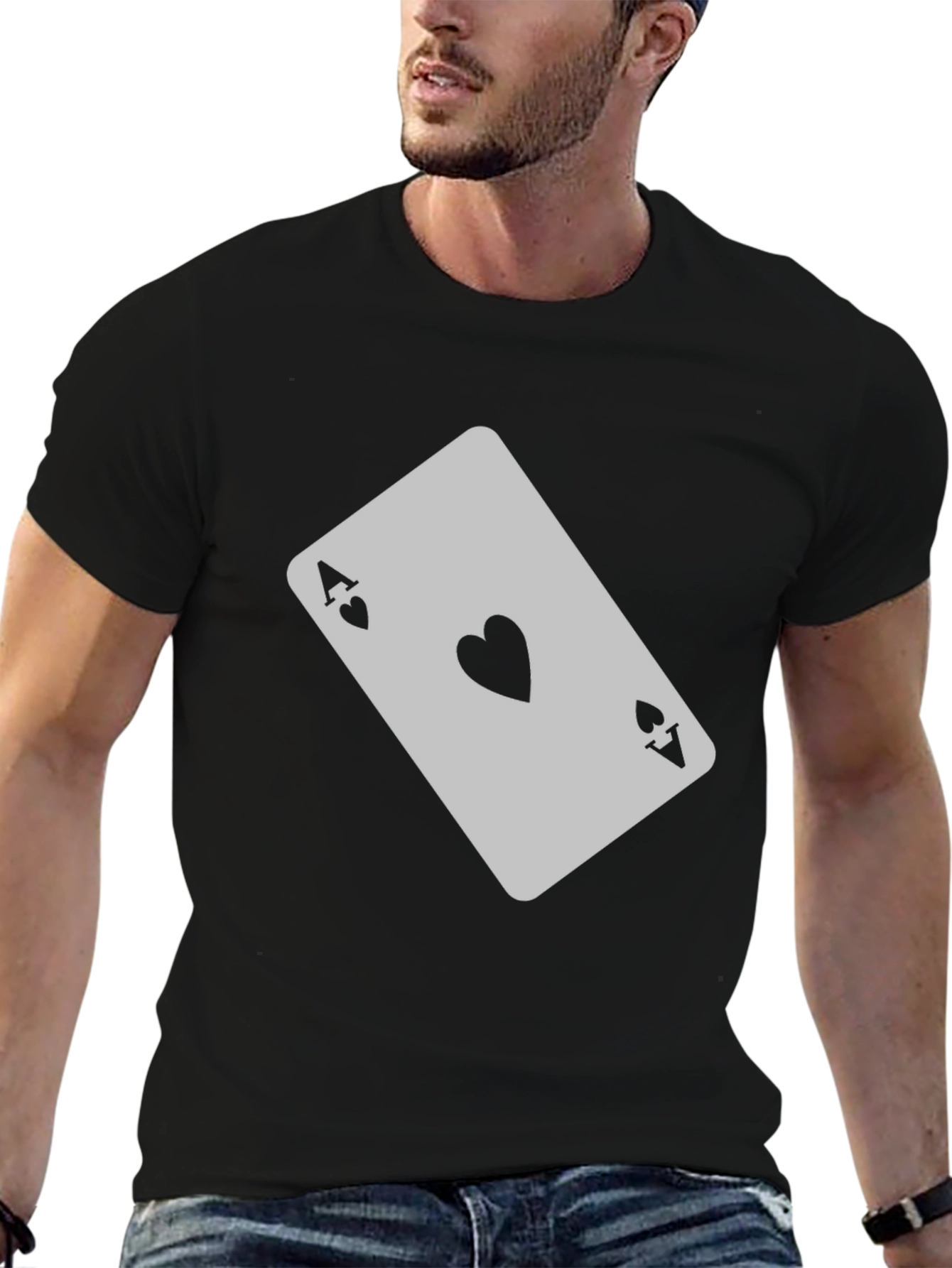 Ace of Hearts Graphic T-Shirt - Black Casual Tee