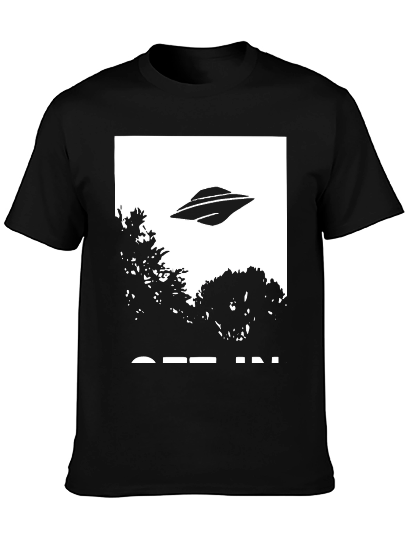 UFO Abduction Graphic Tee - Black Cotton T-Shirt