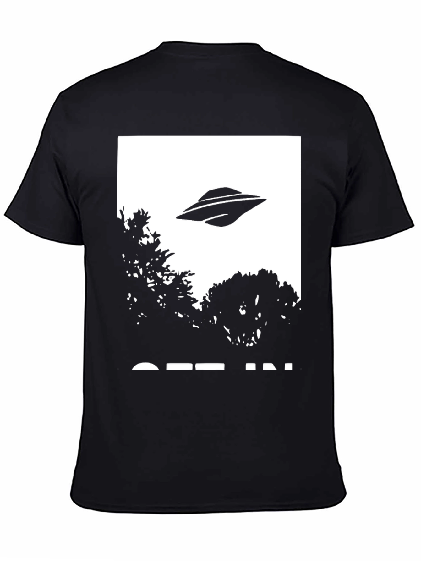 UFO Abduction Graphic Tee - Black Cotton T-Shirt