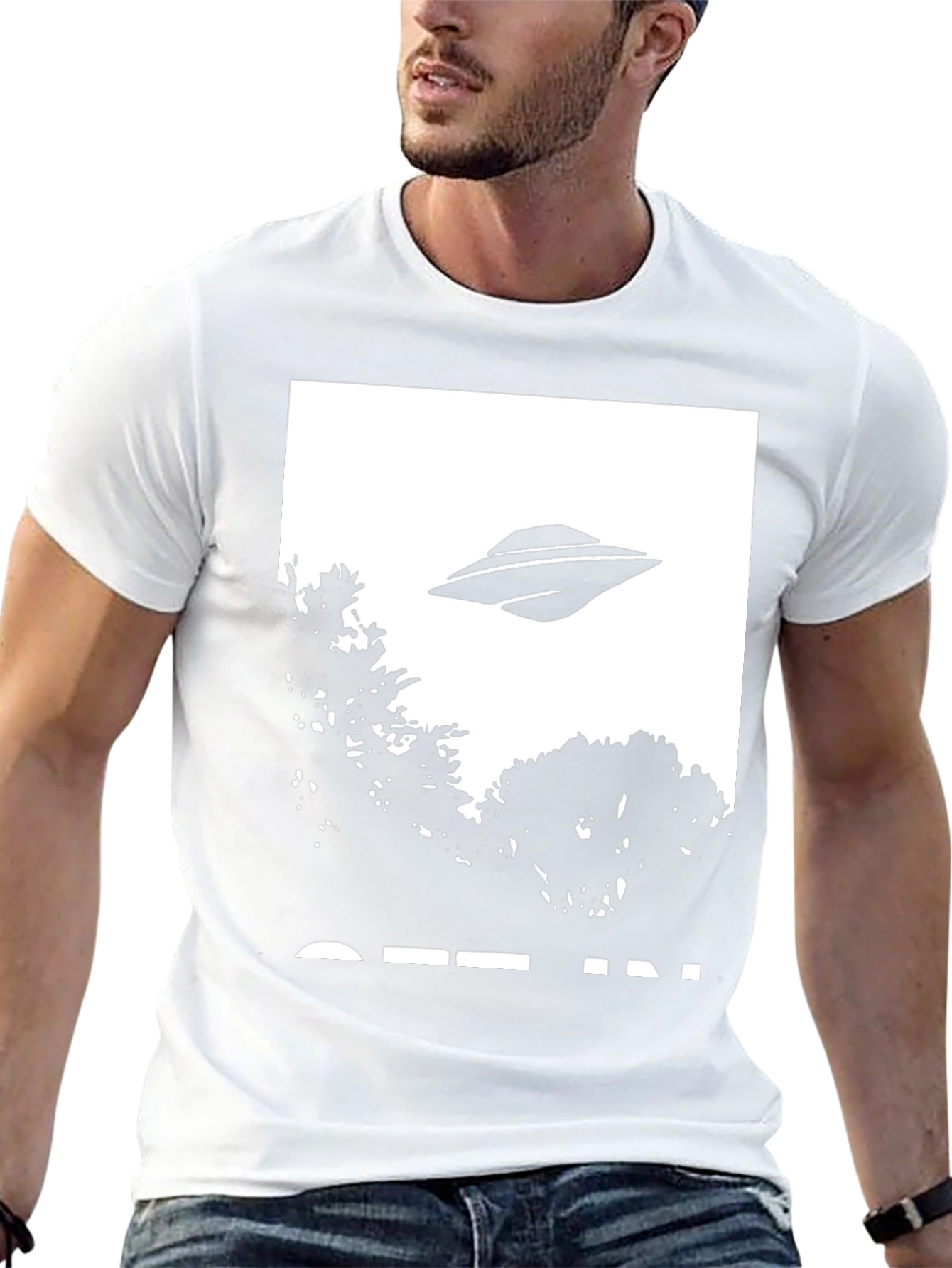 UFO Abduction Graphic Tee - Black Cotton T-Shirt