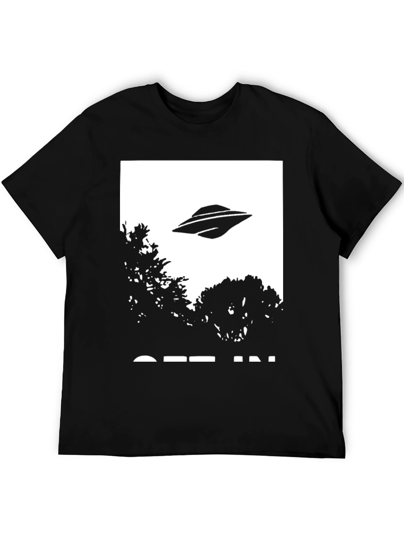 UFO Abduction Graphic Tee - Black Cotton T-Shirt