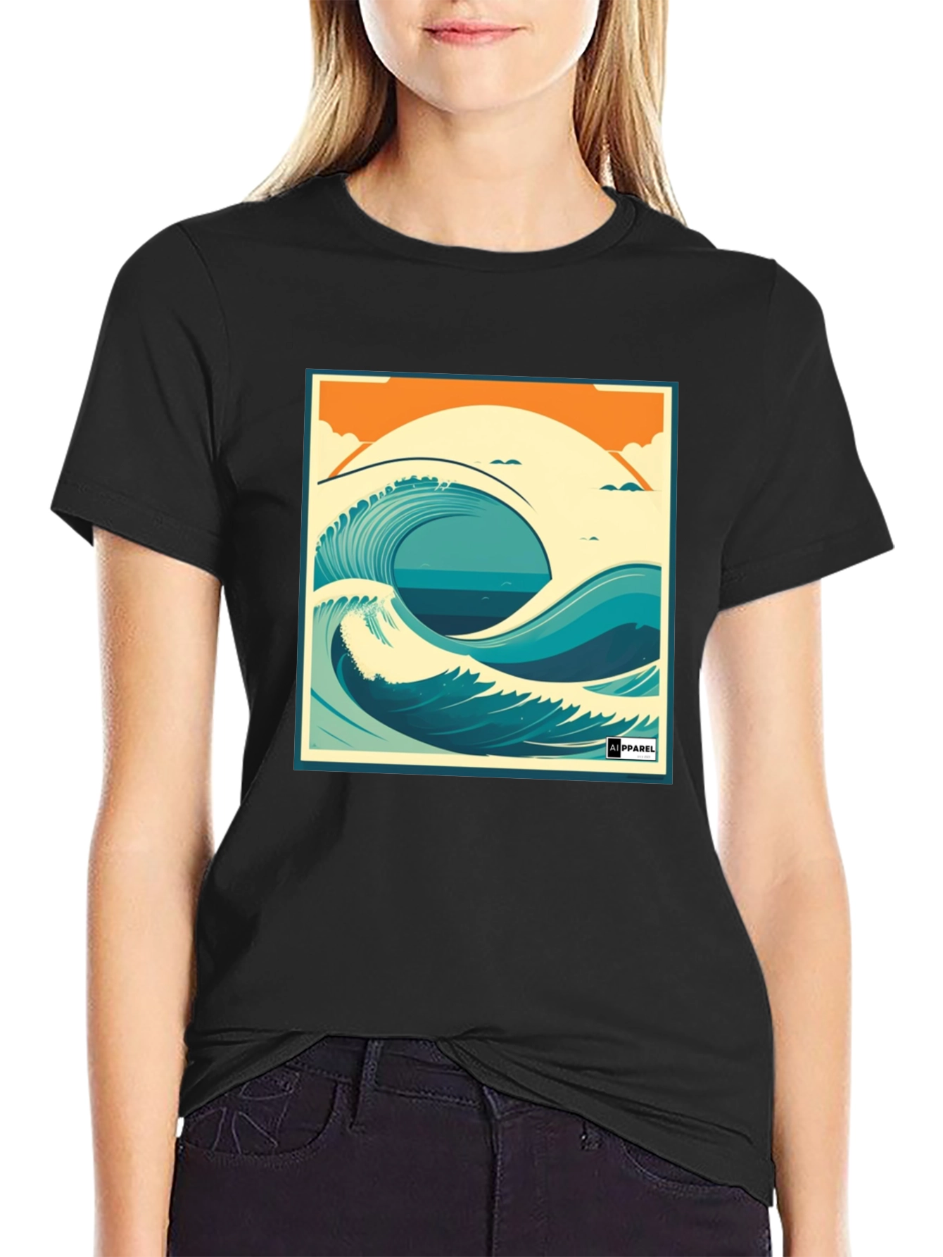 Wave Graphic T-Shirt - Black