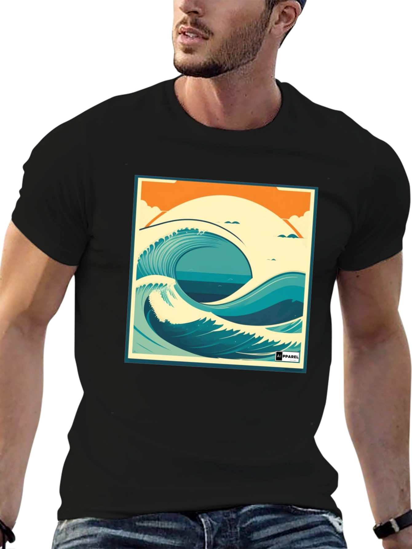 Wave Graphic T-Shirt - Black