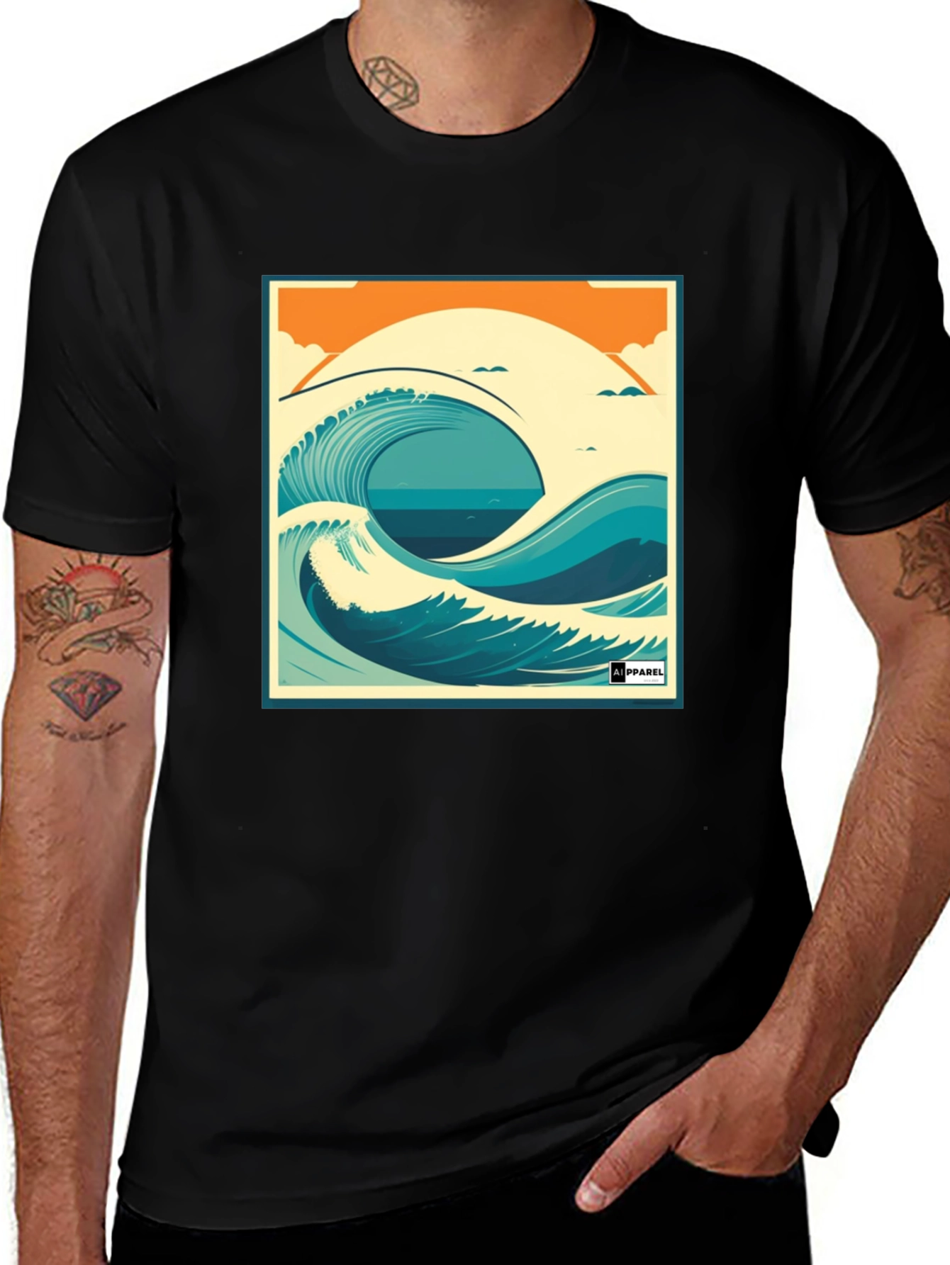 Wave Graphic T-Shirt - Black