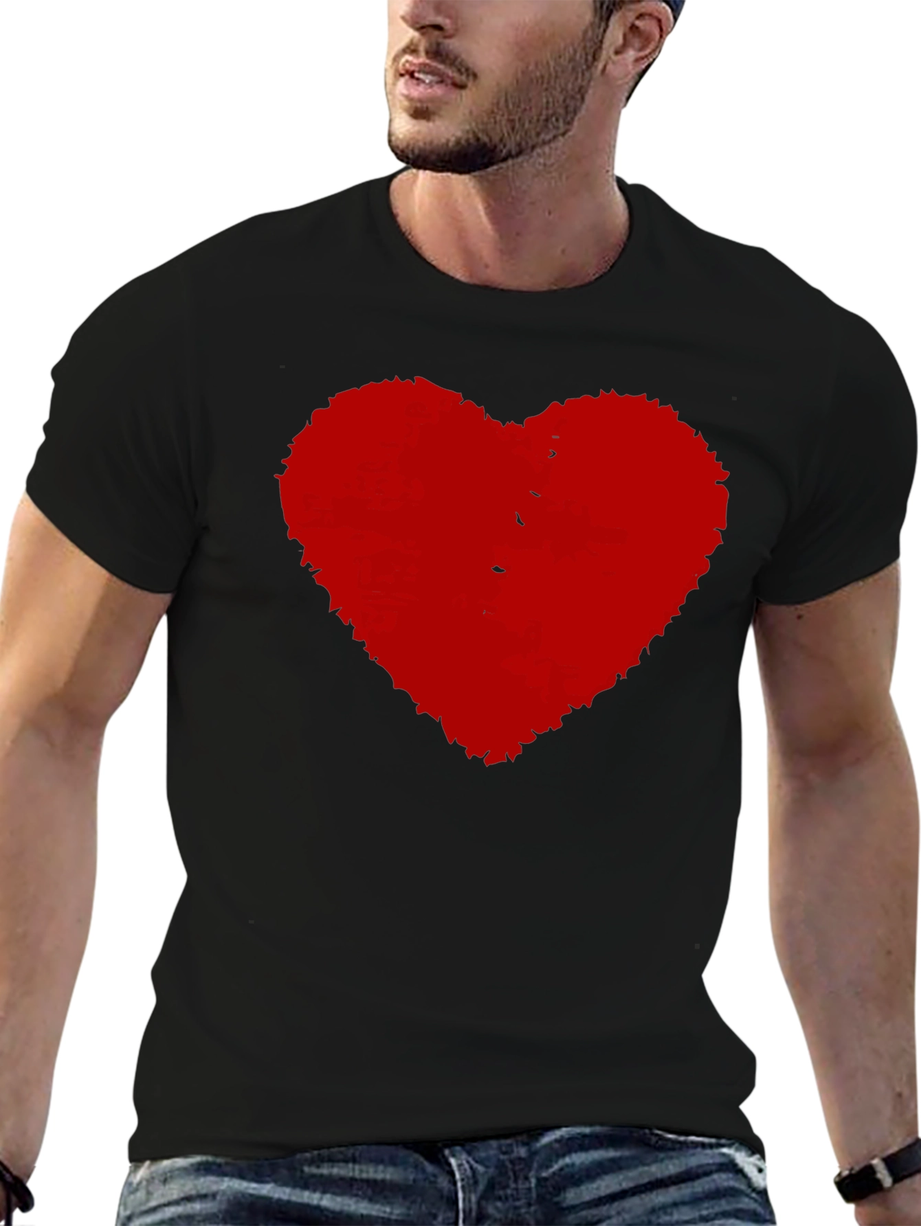 Black T-Shirt with Red Heart