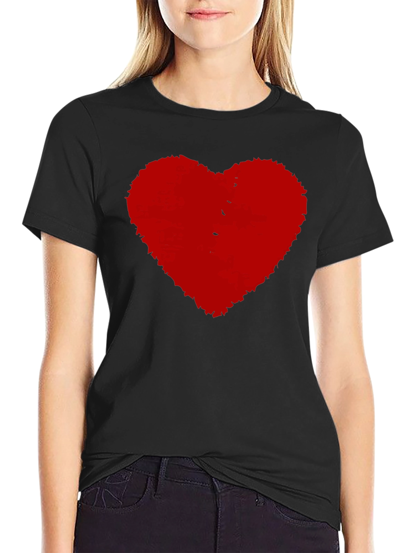 Black T-Shirt with Red Heart