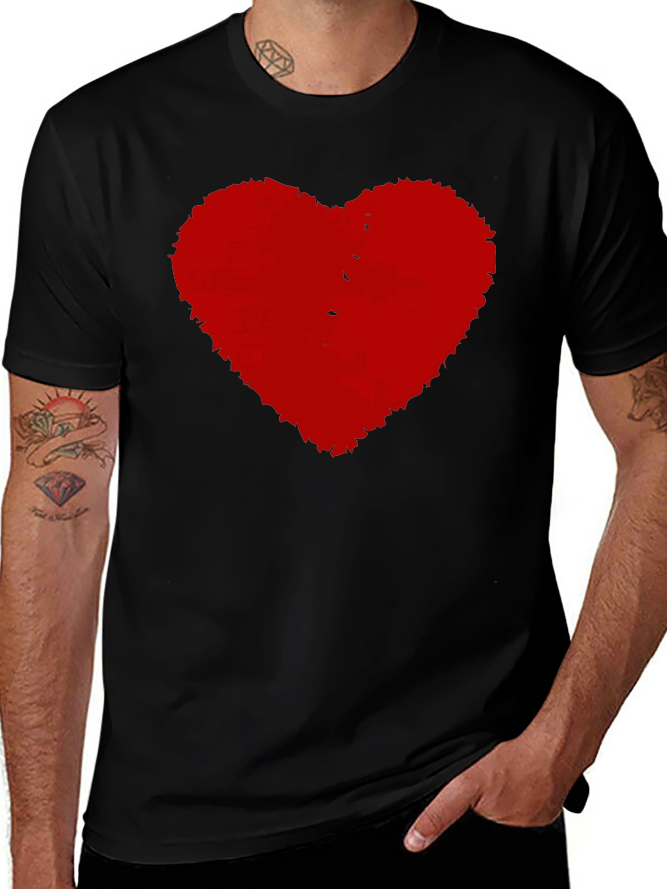 Black T-Shirt with Red Heart