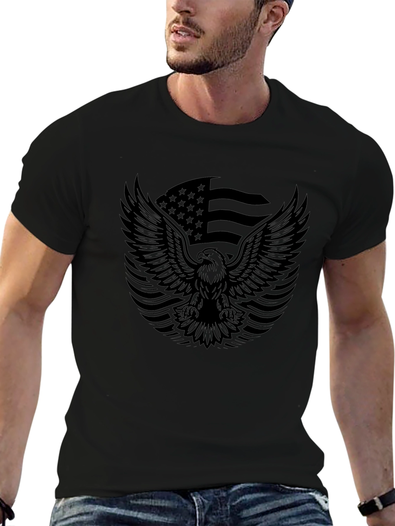 American Pride Eagle Graphic Tee - Mens Black T-Shirt