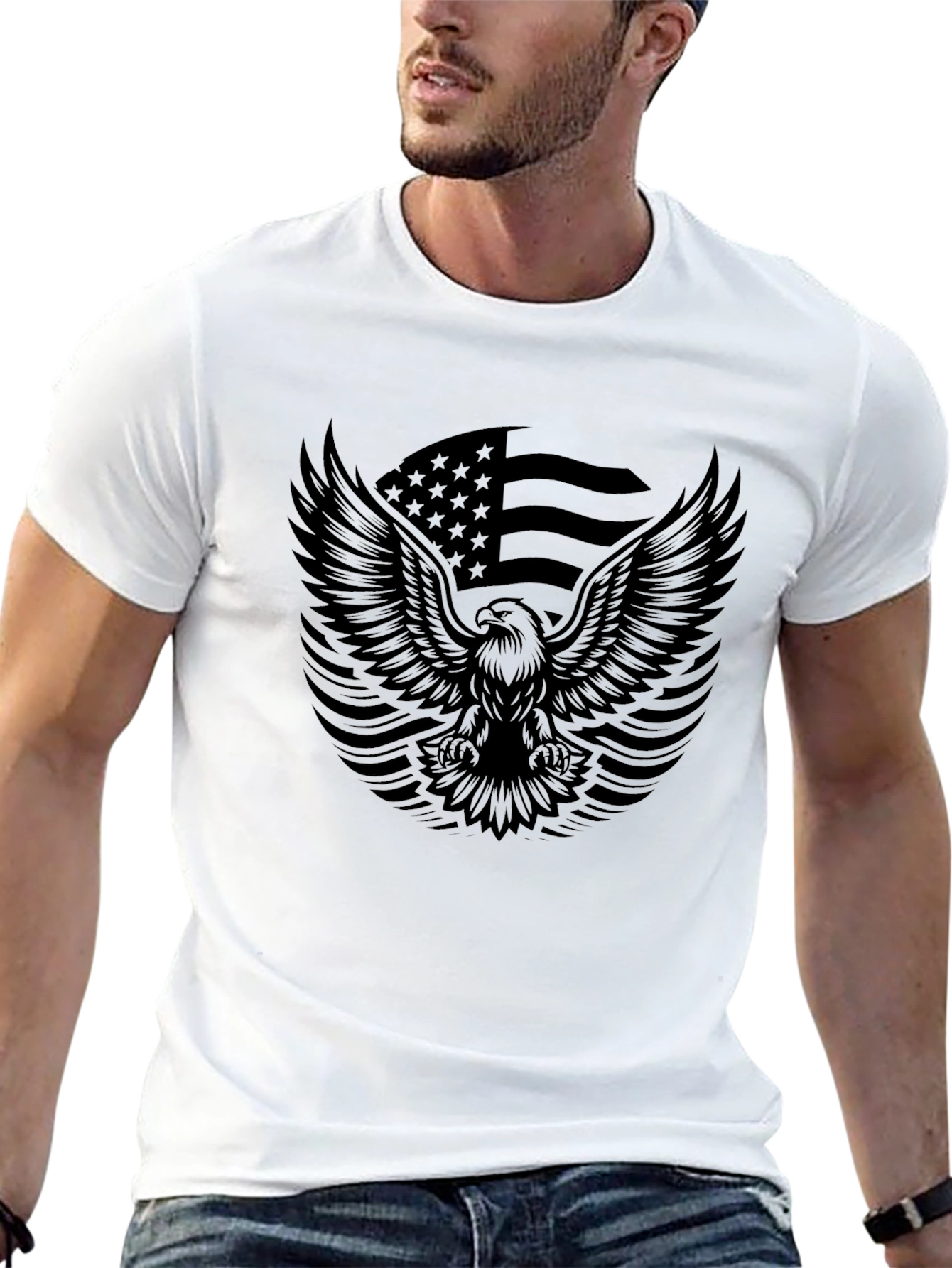 American Pride Eagle Graphic Tee - Mens Black T-Shirt
