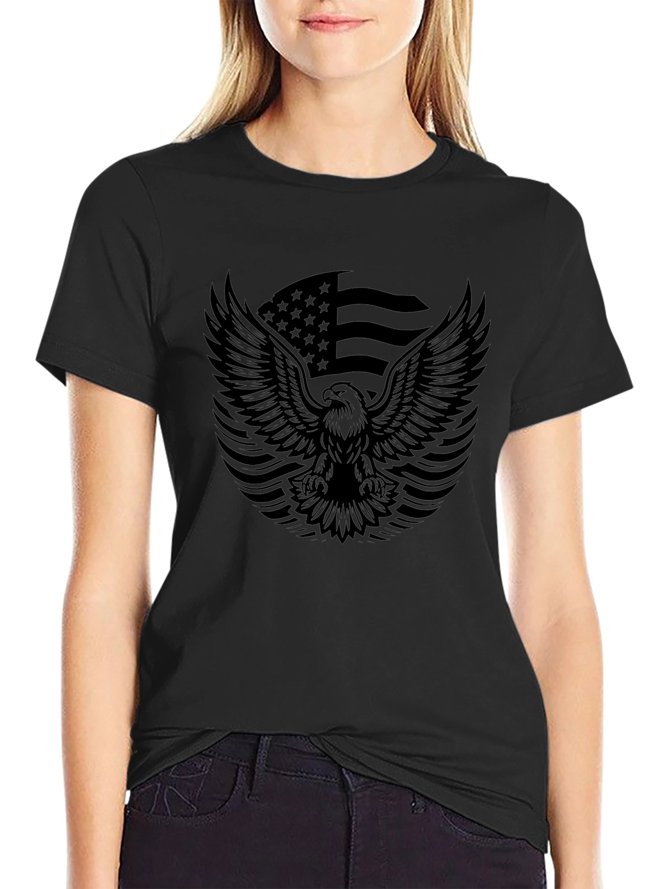 American Pride Eagle Graphic Tee - Mens Black T-Shirt