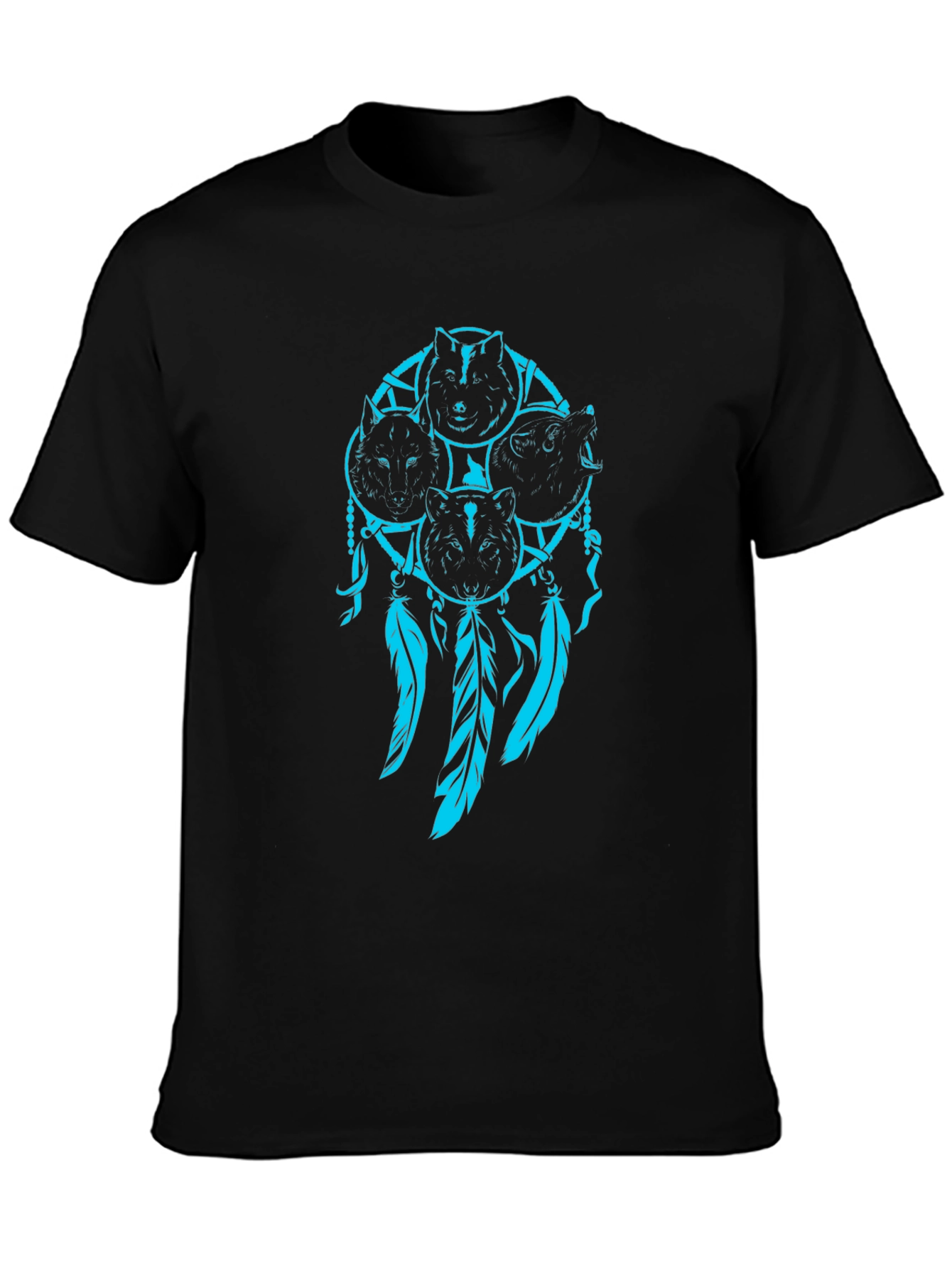 Wolf Dreamcatcher Graphic Black T-Shirt