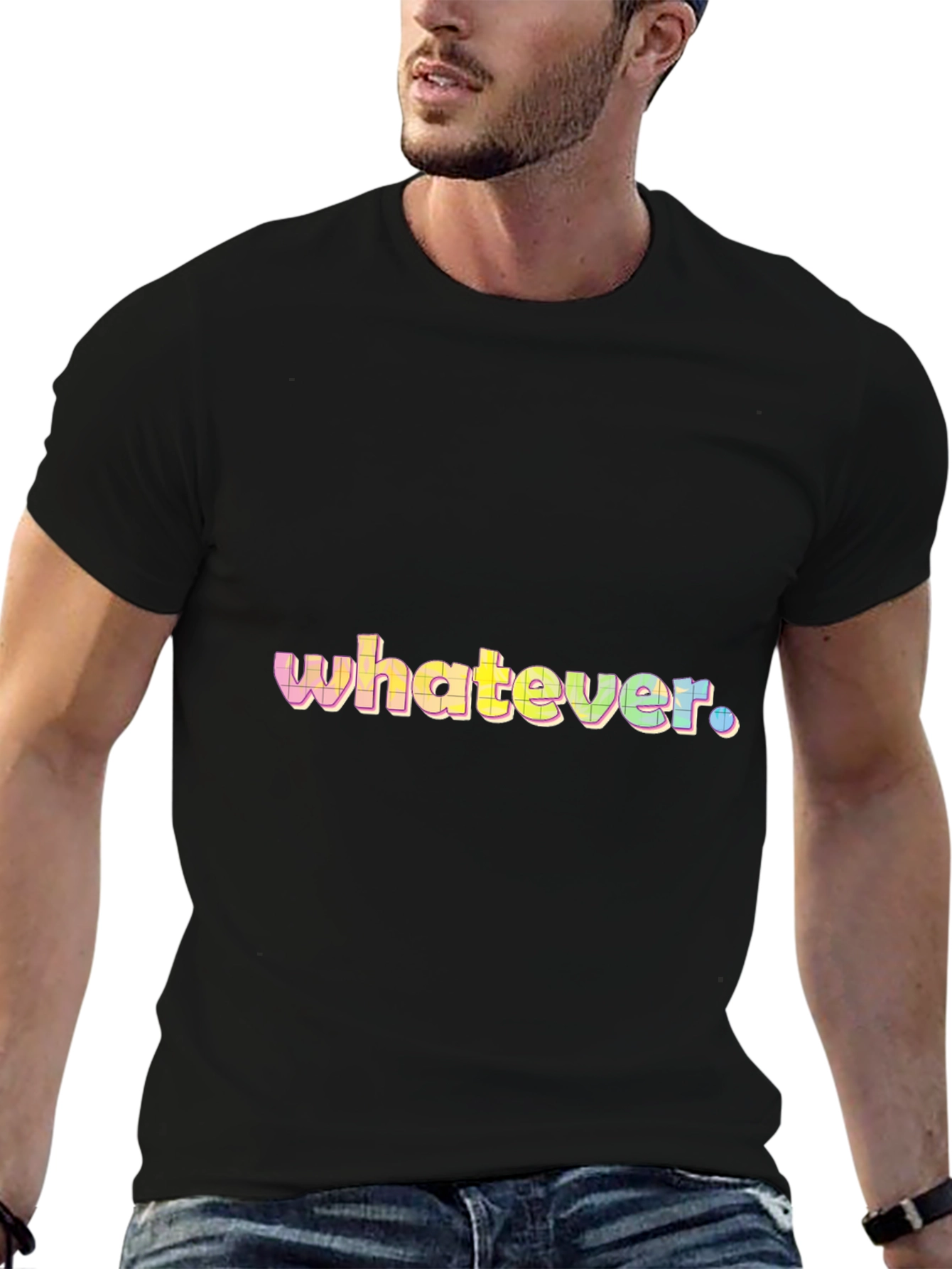 Whatever Pastel Graphic Tee - Black Cotton Blend